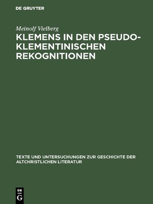 cover image of Klemens in den pseudoklementinischen Rekognitionen
